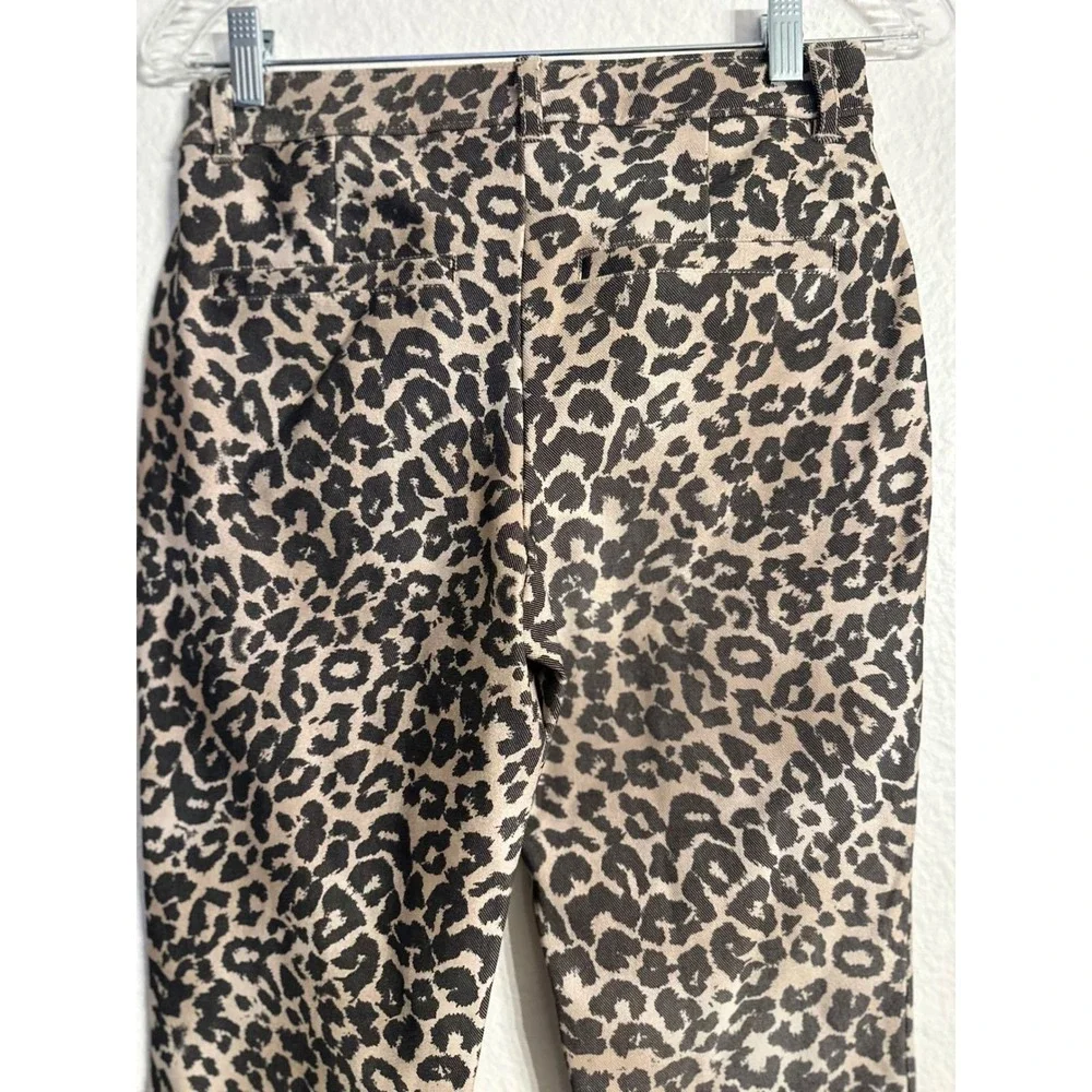 Free People Leopard‎ Print Slim Trousers Tan Brown Animal OB2106024 Womens 4